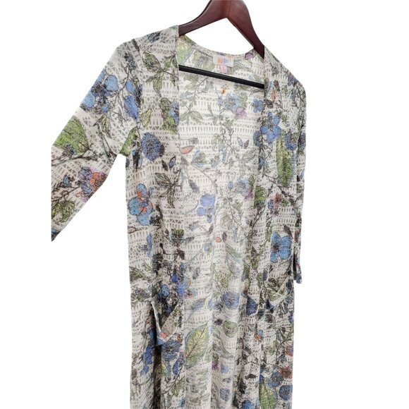 Lularoe Sm Sarah Cardigan Duster Tribal Flower Rare pattern Lightweight Longline - Picture 9 of 9